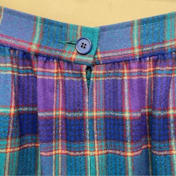 Pendleton Purple Blue Plaid Wool Maxi Skirt Size 14 - Picture 6 of 9